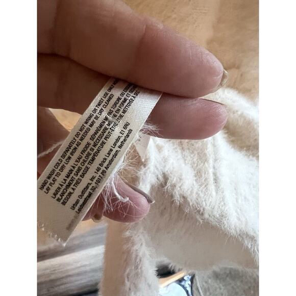 Daily Practice Anthropologie Hoodie Sweater Women Sz XS White Ivory Cozy Fuzzy - Picture 4 of 13